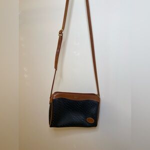 Liz Claiborne Black Woven Crossbody Bag with Leather Trim